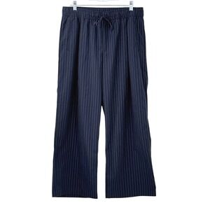 Old Navy Billie Wide Leg pull on Pants Navy Striped womens sz L P nautical